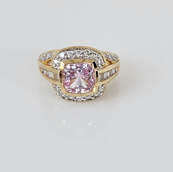 Rare Victoria Wieck Pink Sapphire & White Absolute Gemstones Vermeil Ring Sz 6!